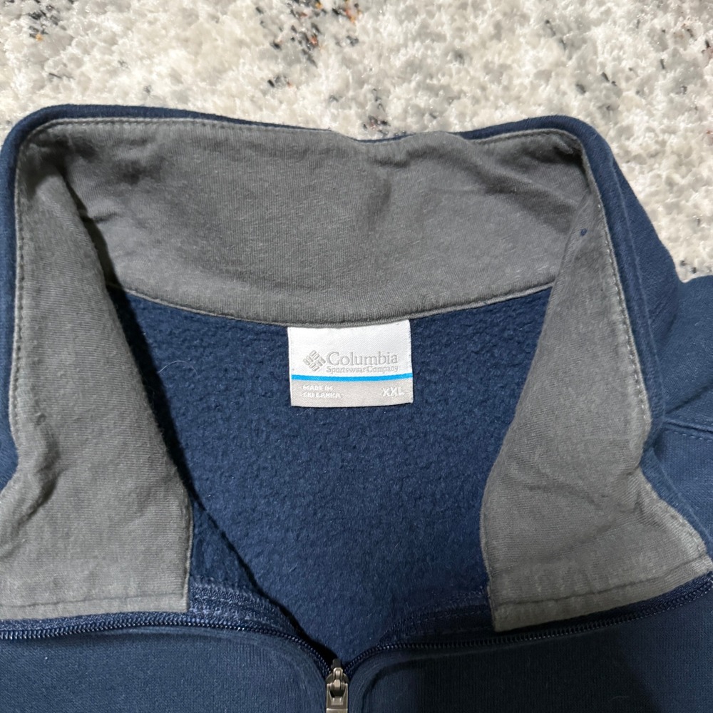 Columbia Mens XXL Navy Blue Quarter Zip‎ Fleece Pullover Sweatshirt Mock Neck - Picture 4 of 6